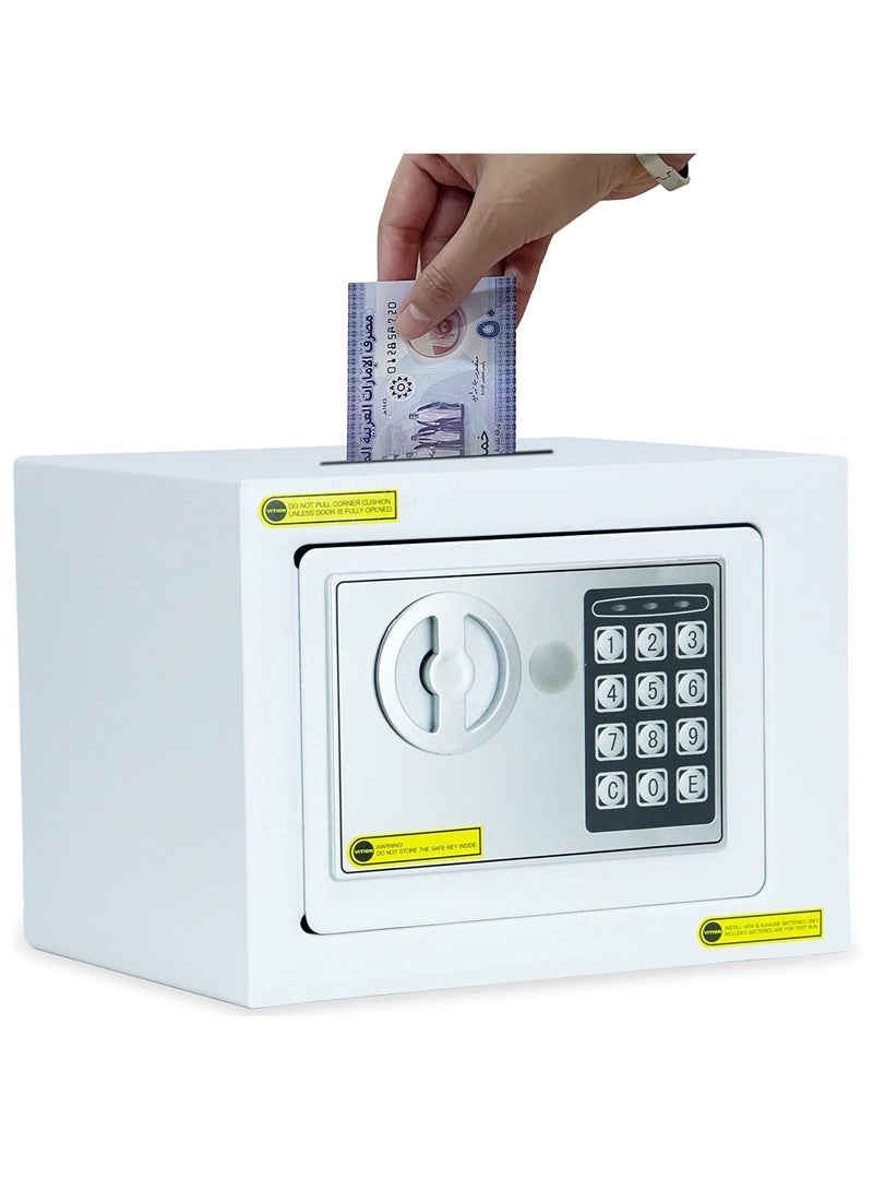 Safe Box Small, Cash Deposit Drop Slot Security Locker with Keys and Digital Keypad LED Indicator for Passports Cash Money Jewelry Watches Suitable for Home & Office