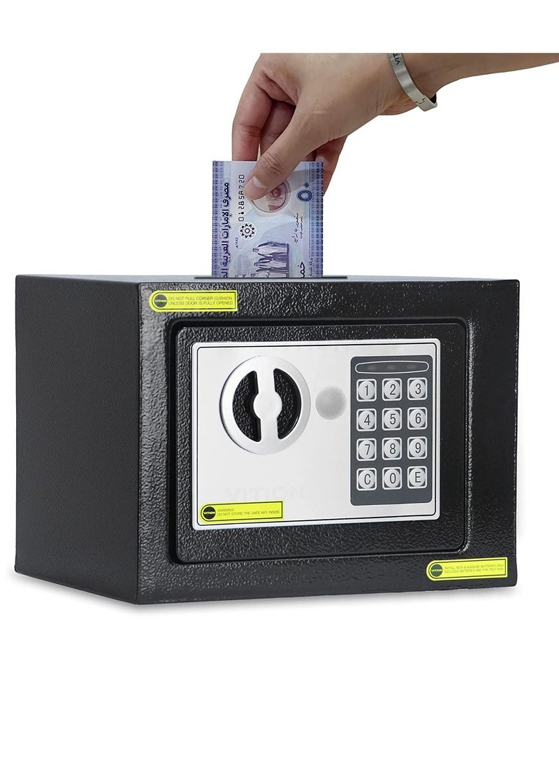 Safe Box Small, Cash Deposit Drop Slot Security Locker with Keys and Digital Keypad LED Indicator for Passports Cash Money Jewelry Watches Suitable for Home & Office