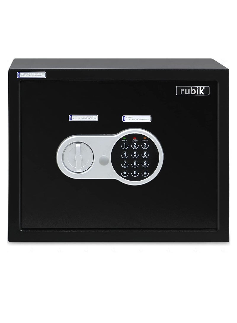 Safe Box Large A4 Documents Size Security Locker with Digital Keypad and Key Lock for Cash Jewelry Passports Home Office (Size 30x38x30cm) Black