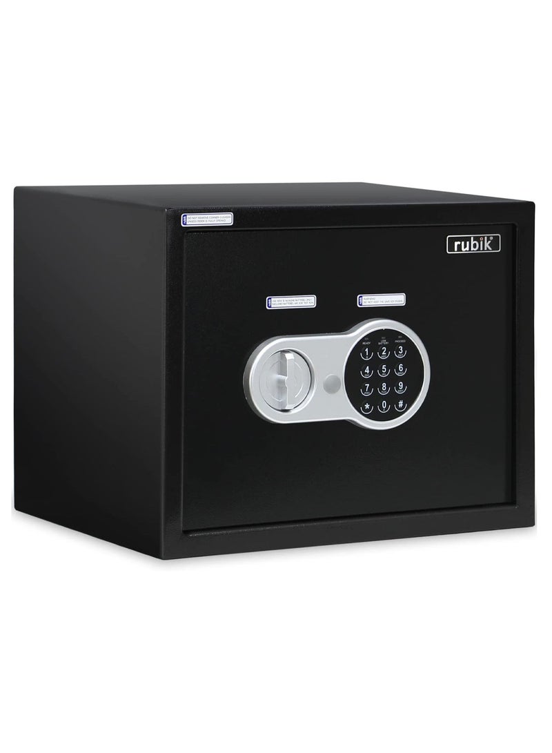 Safe Box Large A4 Documents Size Security Locker with Digital Keypad and Key Lock for Cash Jewelry Passports Home Office (Size 30x38x30cm) Black