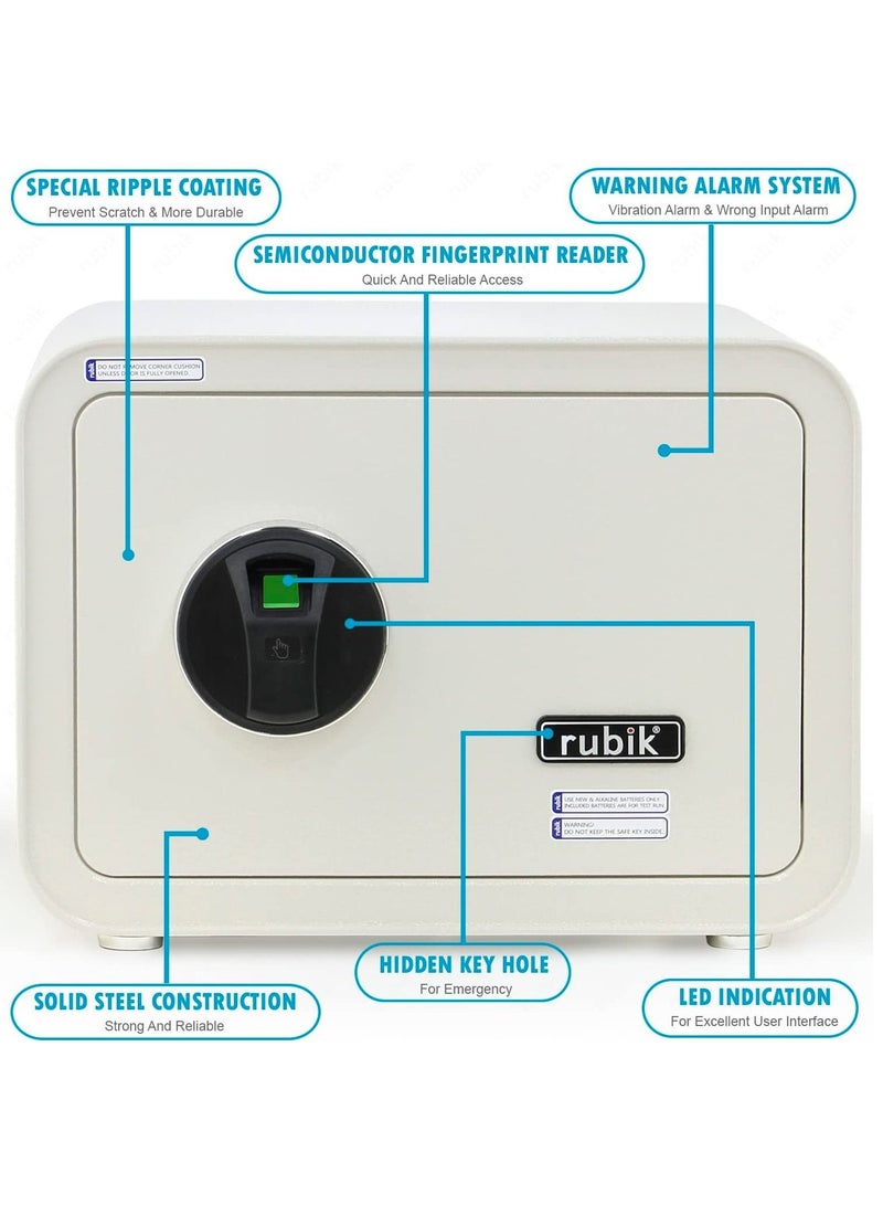 Safe Box with Biometric Fingerprint Lock A4 Document Size Safety Deposit Box for Home Office Shop RB25QC9 (25x35x28cm)