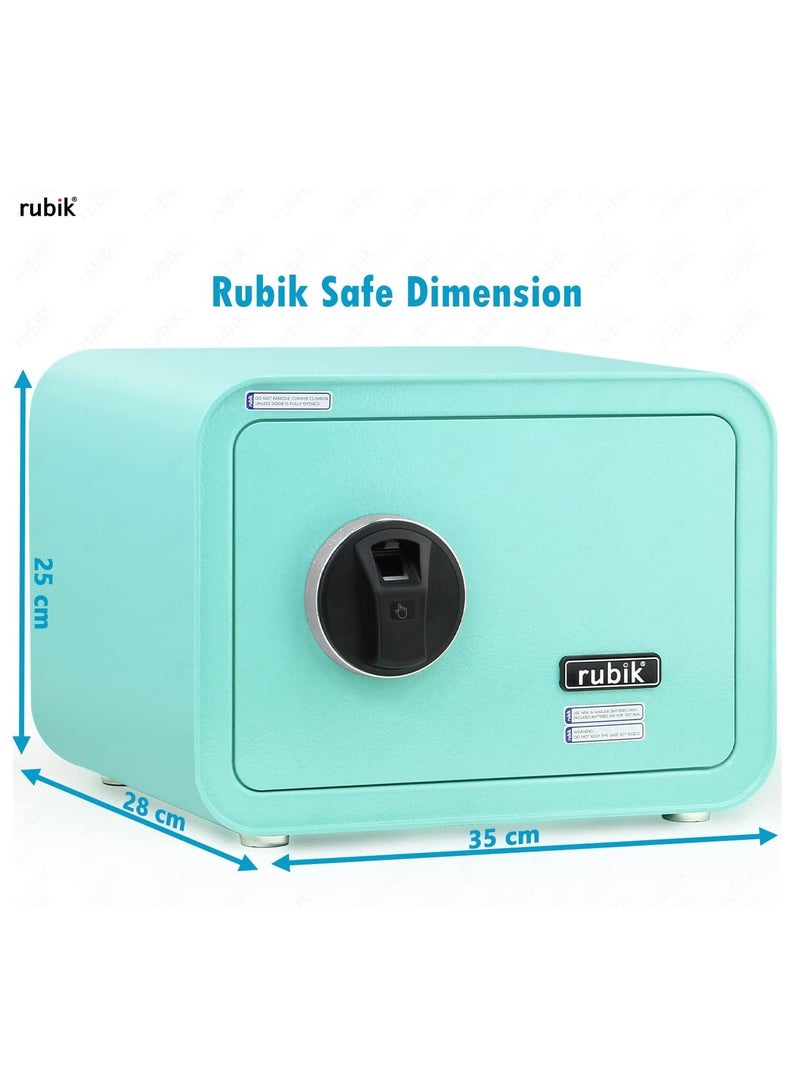 Safe Box with Biometric Fingerprint Lock, A4 Document Size Safety Deposit Box for Home Office Shop RB25QC9 (25x35x28cm) Mint