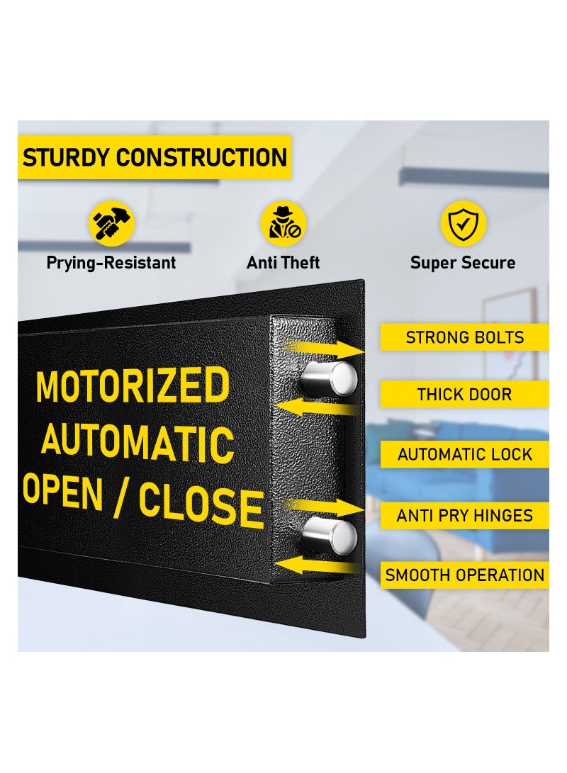 Large Hotel Safe Box Steel Strongbox with Hotel Style Digital Lock and Key Entry for Home Office Business Protect Money Laptop Jewellery A4 Documents Cabinet Safe Box - Size 42x20x37cm