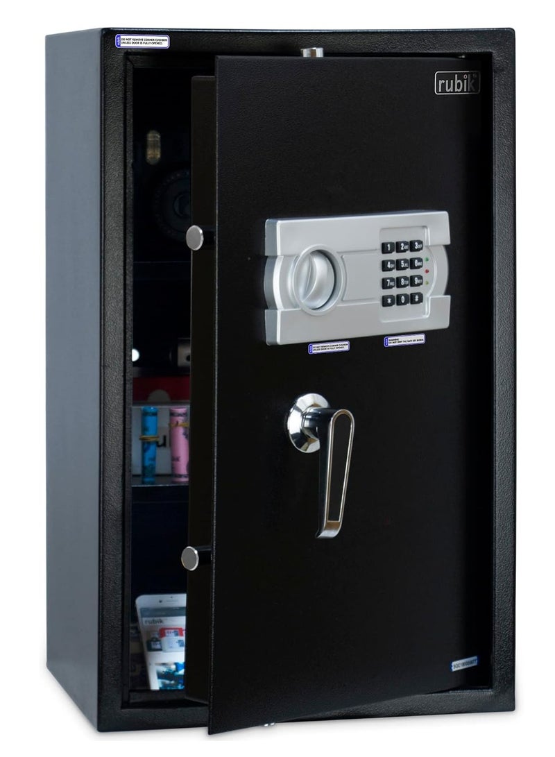 Safe Box Large with Digital Keypad and Key Lock Protect Money Documents Jewelry for Home Office N60EG (Size 60x36x30cm) Black