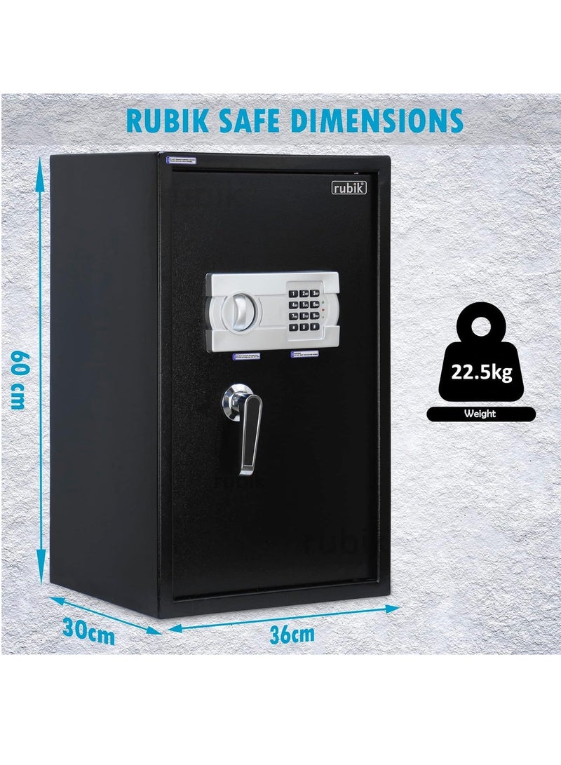 Safe Box Large with Digital Keypad and Key Lock Protect Money Documents Jewelry for Home Office N60EG (Size 60x36x30cm) Black