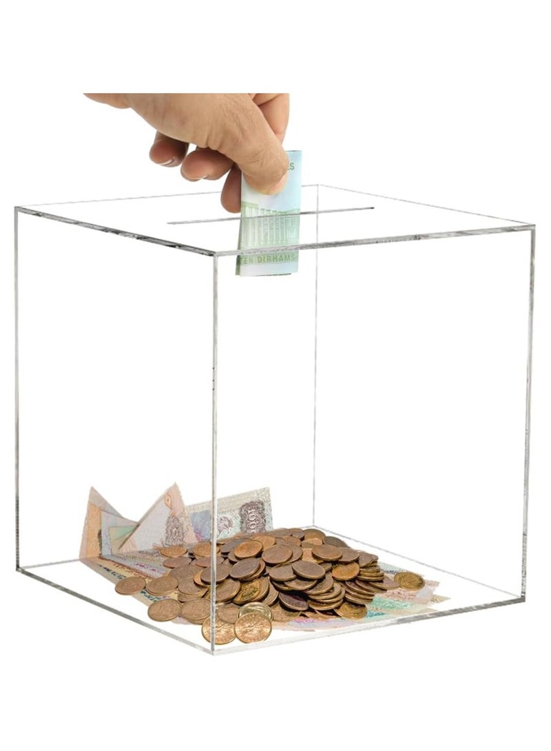 Piggy Bank for Adults Kids, Acrylic Piggy Bank for Boys Girls to Saving Money Cash Coin, Must Break to Open (15 x 15 cm, Let's Go Travel)