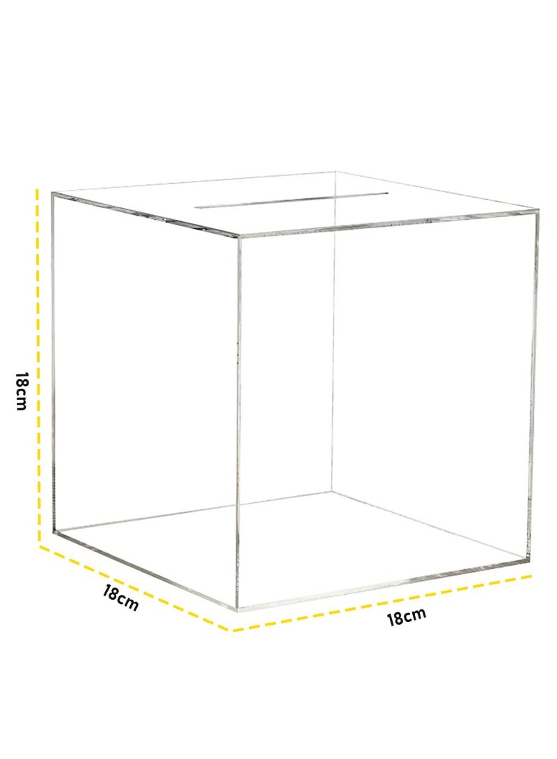 Piggy Bank for Adults Kids, Acrylic Piggy Bank for Boys Girls to Saving Money Cash Coin, Must Break to Open (18 x 18 cm, Crystal Clear)