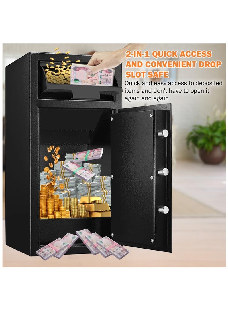 Depository Safe Box With Large Front Load Deposit Chute, Digital Combination Lock and Fireproof for Business Cash Money 74KG, RB-DS70 (70x34x38cm) Black