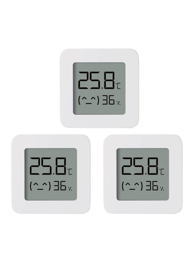 3-Piece Digital Hygrometer White 12x6x12centimeter