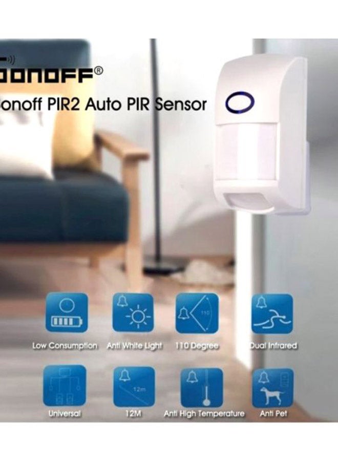 PIR2 Auto Wireless Motion Detector Sensor White