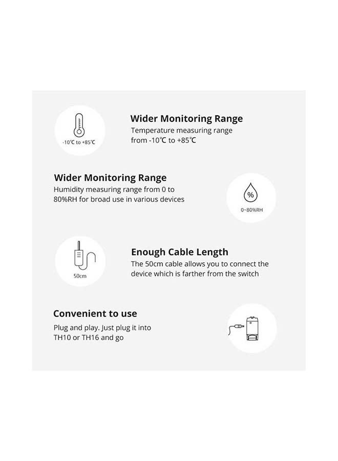 DIY Si7021 Temperature & Humidity Measuring Sensor Plug-in With TH10/TH16 Temperature Measuring -10 C to +85 C Humidity Measuring 0 to 80% RH 0.5 cm Cable Black 8cm