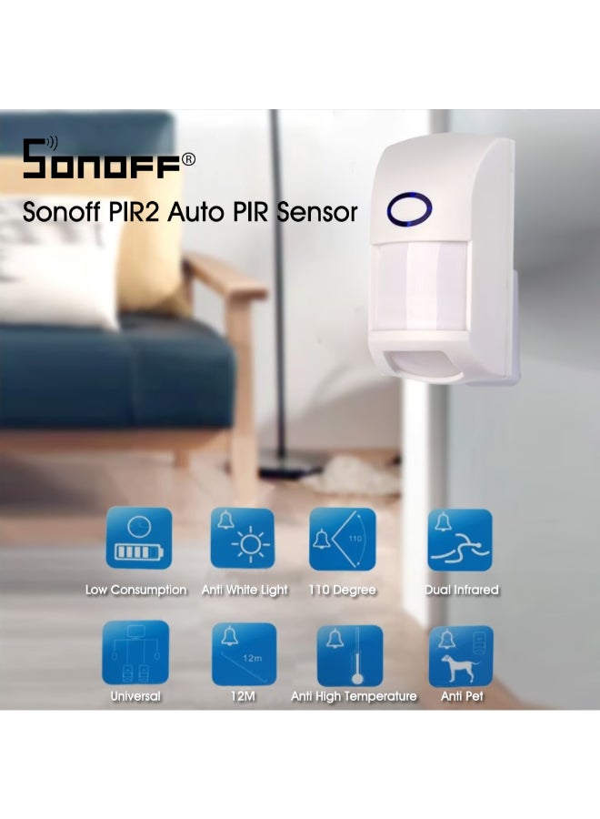 PIR2 Auto Dual IR Wireless Motion Detector RF Sensor For Alexa Google Home White