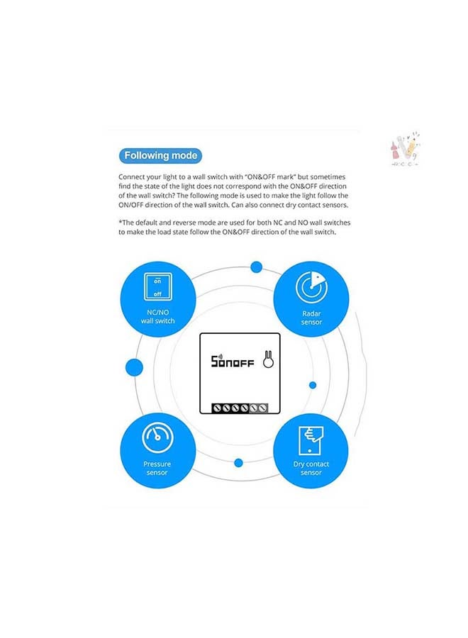 DIY MINIR2 Wi-Fi Two Way Smart Switch MINI Upgrade White