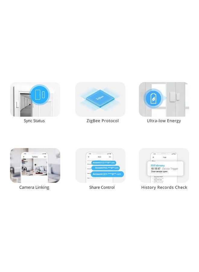 ZigBee Wireless Door Window Sensor White 4.7x2.7x1.4cm