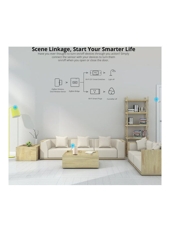ZigBee Wireless Door Window Sensor White 4.7x2.7x1.4cm