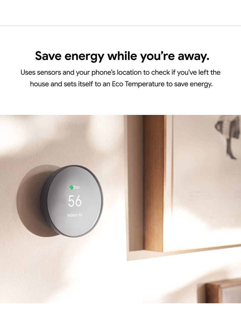 Nest 4th Gen Programmable Smart Wi-Fi Thermostat for Home GA02081-US – Charcoal