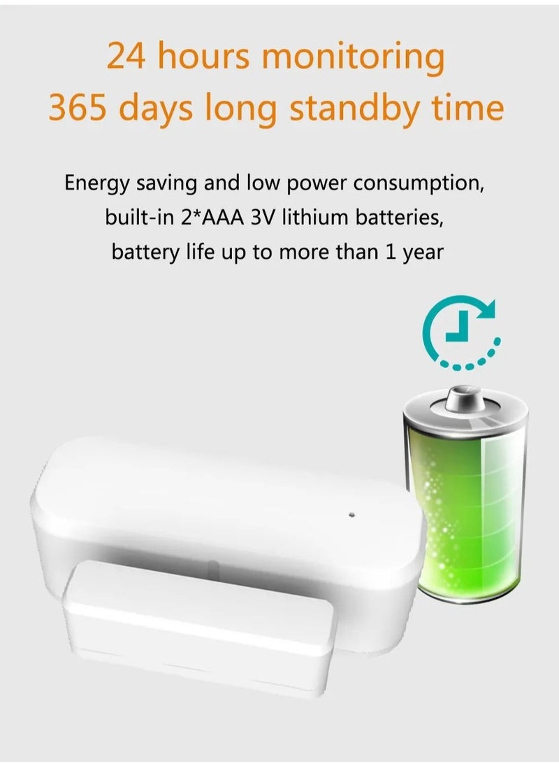 Smart Door And Window Sensor, Solar Powered Smart Wifi Door Window Sensor Alarm, Wireless Door Window Magnetic Entry Detector Sensor, App Control Contact Sensor For Home Security