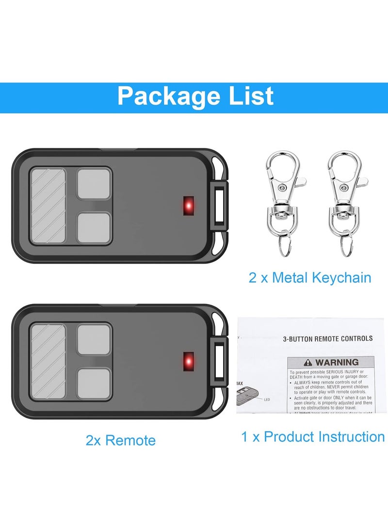 890MAX Garage Door Opener Remote, 2 Replacement for LiftMaster/Chamberlain/Craftsman, Universal 3-Button Garage Door Opener Remote with Mini Key Chain for Purple Red Yellow Orange Green Learn Buttons