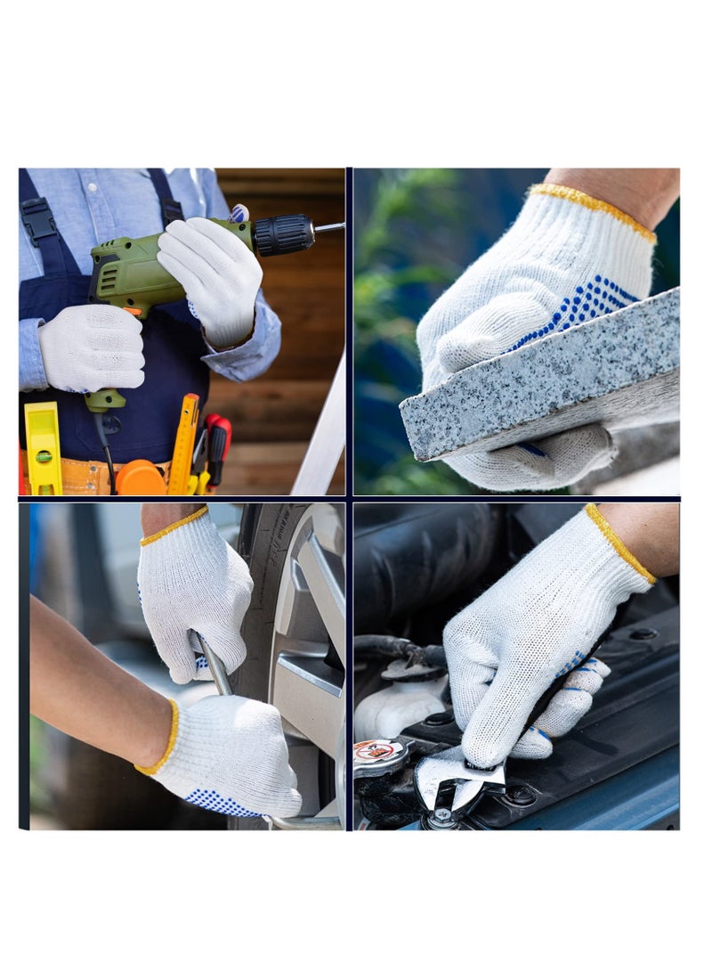 24 Pairs PVC Dotted Knit Work Gloves for Men Women Comfortable Non Slip Cotton Gloves Work Gloves for Painter Mechanic Industrial Warehouse Gardening Construction One Size Bulk