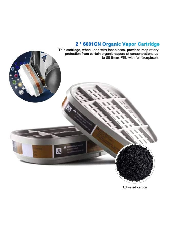 2-Piece Organic Vapor Cartridge Filter Set Grey/Brown