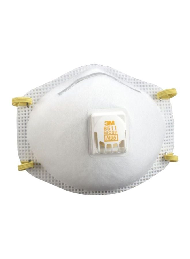 10-Piece Particulate Respirator With Valve White 12.7x21.59x24.13cm