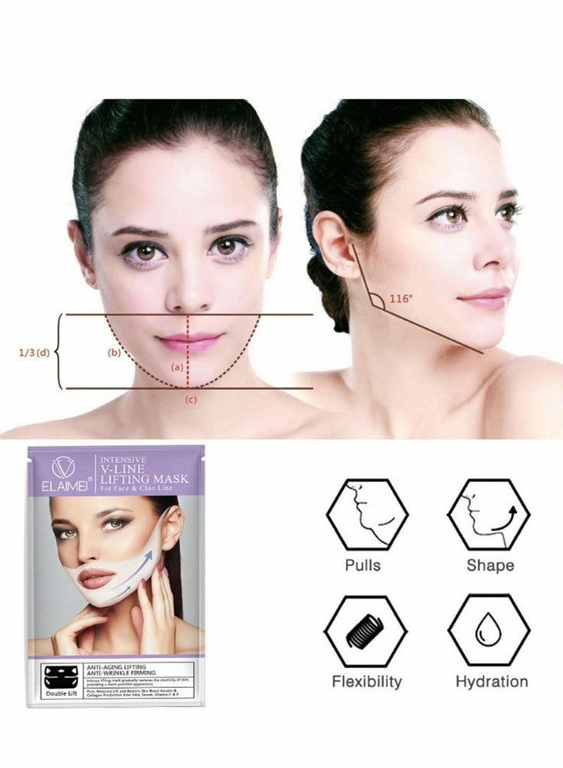 V-Shape Mask, Hanging Ears Hydrogel Line V, Lifting and Contouring Facial Line, Suitable for Double Chin Reduction,