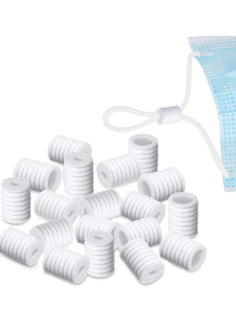 100PCS Cord Locks Toggles Face Mask Silicone Ends Fastener for Drawstrings Non-Slip Stopper Adjusters Elastic Ear Loop Drawstring Fasteners Adjustable Lanyard Buckle