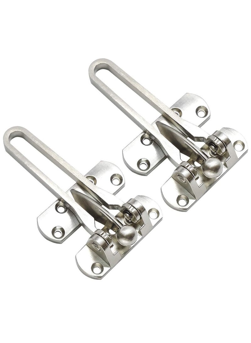 Door Lock Latch, Home Security Swing Bar Guard for Kids, Hotel Thicken Solid Zinc Alloy Reinforcement Lock, Silver 2 Pack