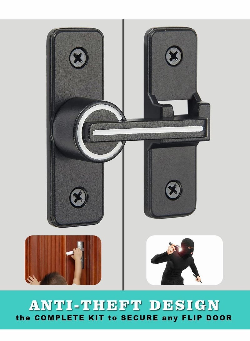 180 Degree Right Angle Door Lock, Heavy Duty Flip Latch Bolt Lock cam and Window Push-Pull Rod barn (Luminous Tone)