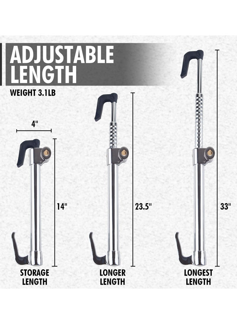 Steering Wheel Lock Bar, Heavy Duty Anti-Theft Security Brake Pedal with Adjustable Length 2 Keys, Silver