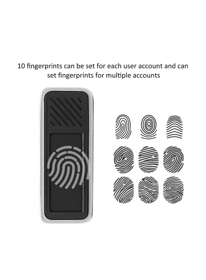 Mini USB C Fingerprint Reader for Windows 7,8,10,11, Scanner Support 10 Fingerprints, 0.5s Fast Recognition, Self Learning Algorithm, 360° Touch Speedy Matching