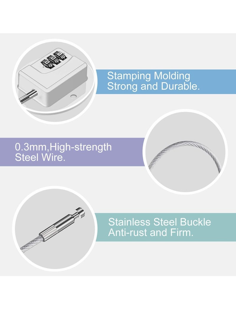 Drawer Protection Lock, 2 Pieces Child Resistant Combination Lock Cable Home Accessories for Cabinets, Closets, Drawers, Windows, Refrigerator (White)