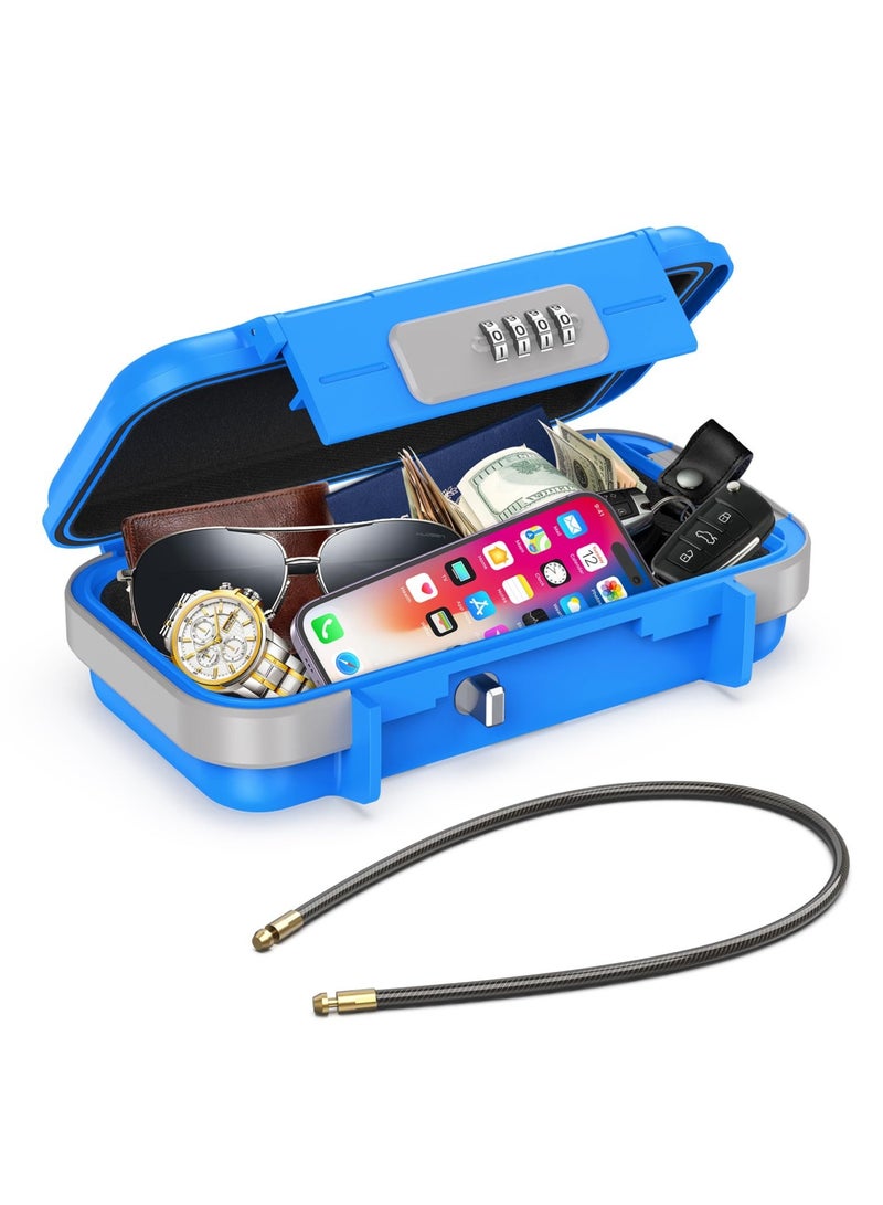 Portable Safe Box, Combination Security Case LockBox with Code, Waterproof Anti-Theft Safe Lockbox, with Removable Chain, Portable Lock Box for Car Dorm Beach Hotel Personal Items Safe