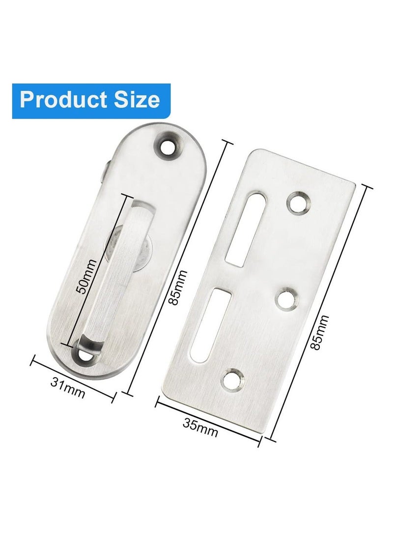 Stainless Steel Sliding Door Lock, 90 Degree Flip Latch Cam Curved Buckle Barn Moving Right Angle for Wooden Doors,