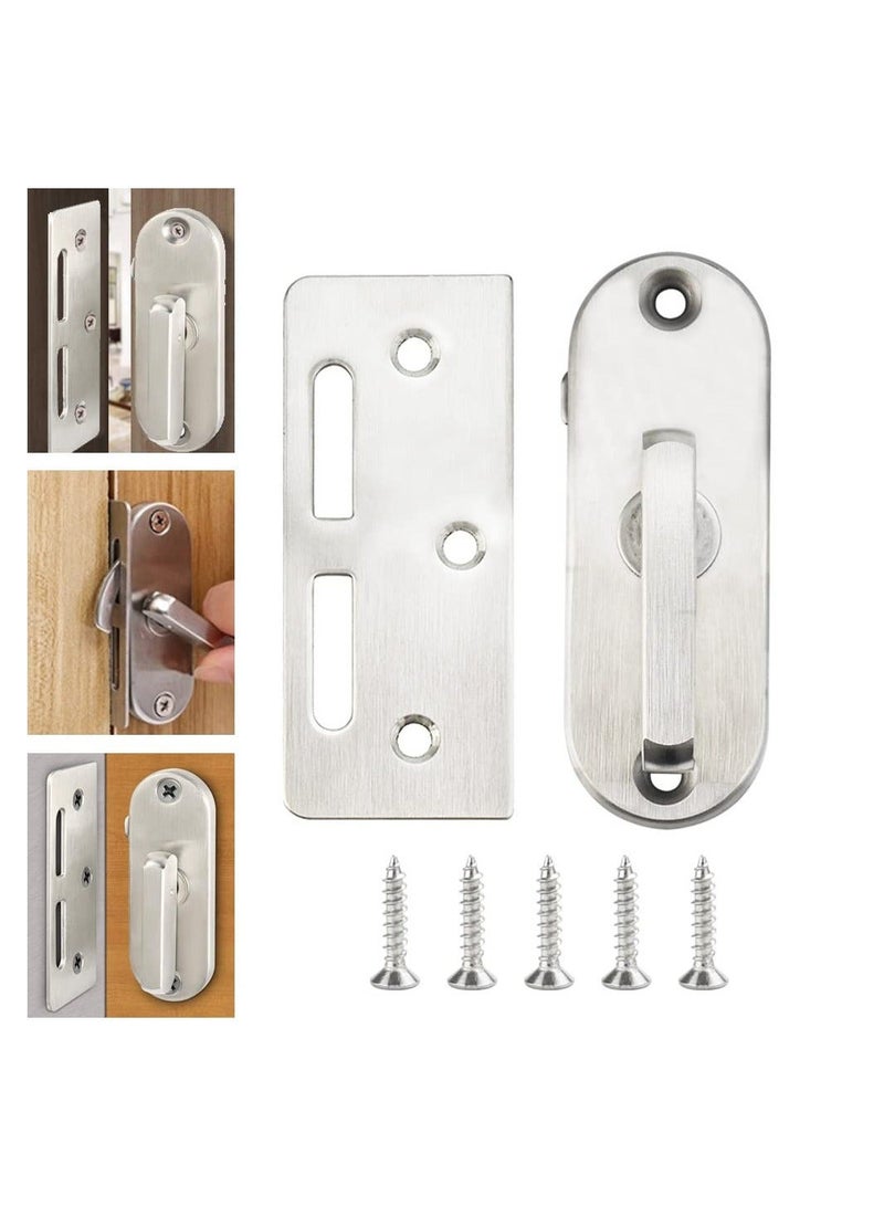 Stainless Steel Sliding Door Lock, 90 Degree Flip Latch Cam Curved Buckle Barn Moving Right Angle for Wooden Doors,