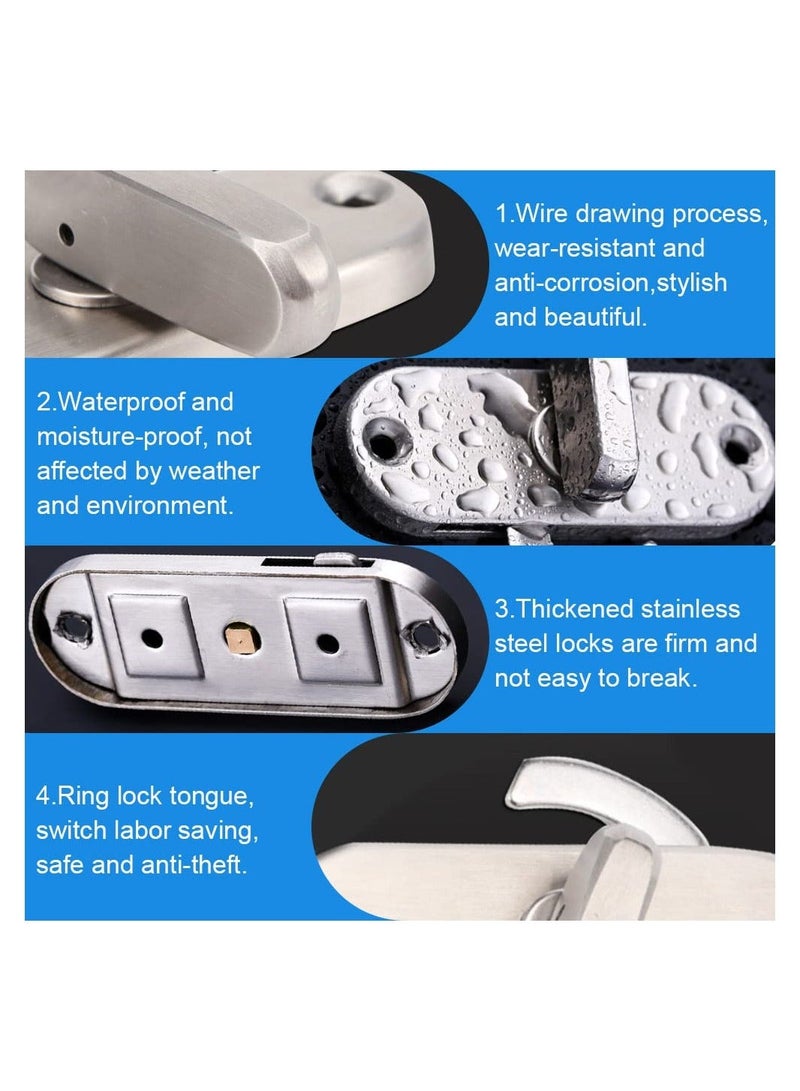 Stainless Steel Sliding Door Lock, 90 Degree Flip Latch Cam Curved Buckle Barn Moving Right Angle for Wooden Doors,