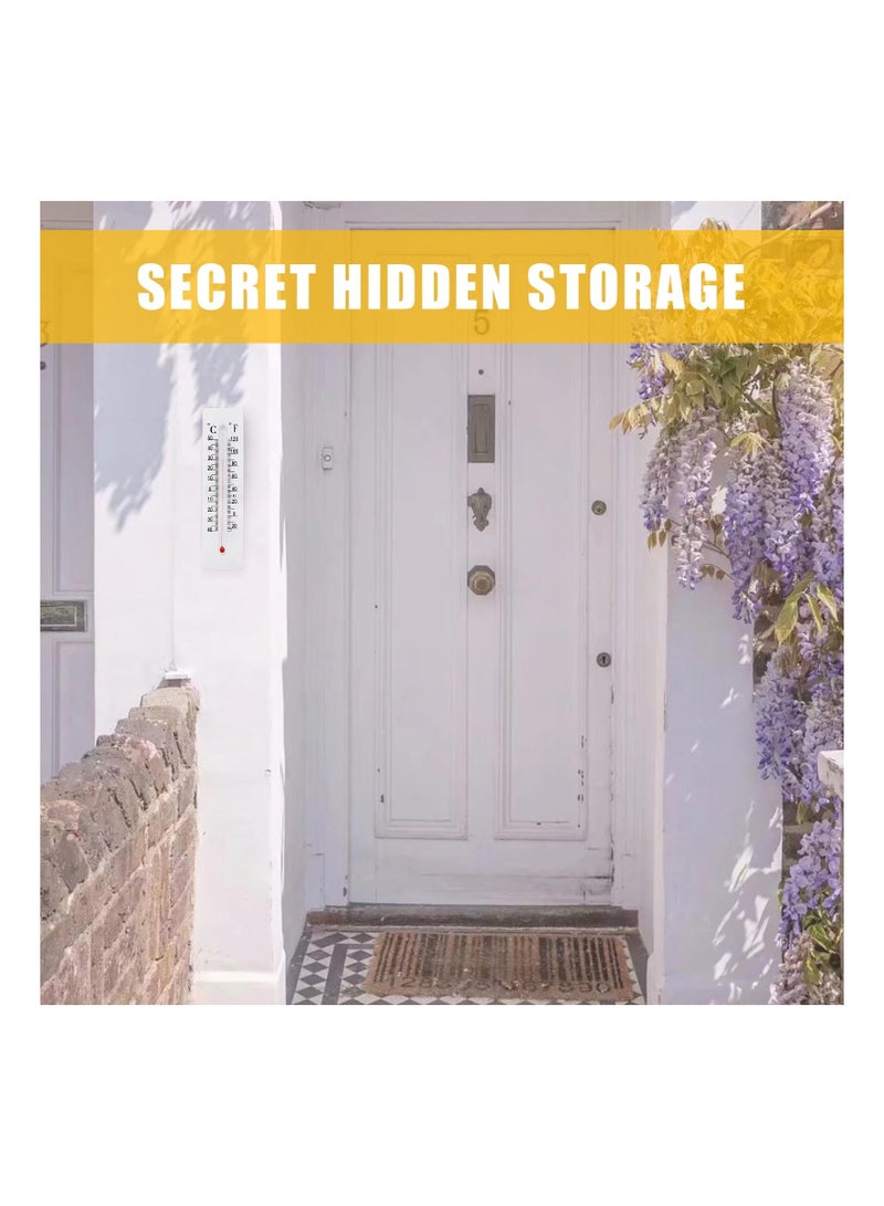 Key Cabinet Outdoor, Hide a Key, Thermometer Decorative Diversion Hidden Compartment Secret Storage, Hider Hiding Containers for Coins, Money and Key(2 Pack)