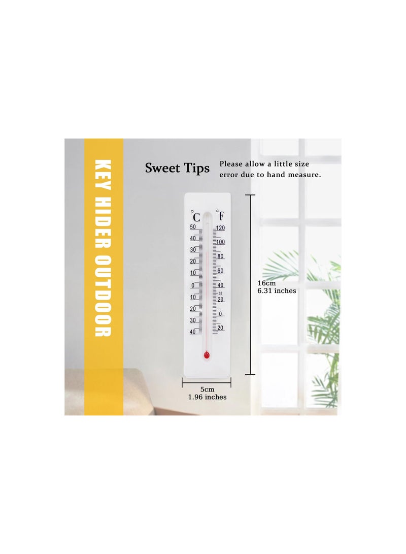 Key Cabinet Outdoor, Hide a Key, Thermometer Decorative Diversion Hidden Compartment Secret Storage, Hider Hiding Containers for Coins, Money and Key(2 Pack)