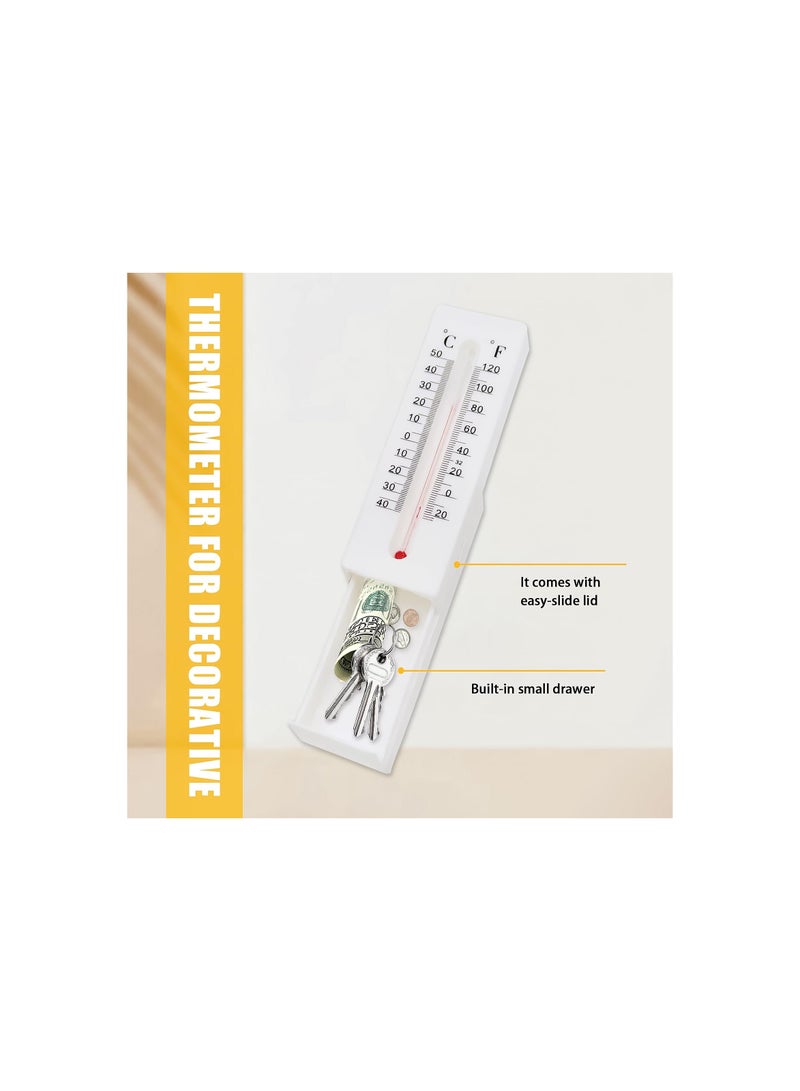 Key Cabinet Outdoor, Hide a Key, Thermometer Decorative Diversion Hidden Compartment Secret Storage, Hider Hiding Containers for Coins, Money and Key(2 Pack)