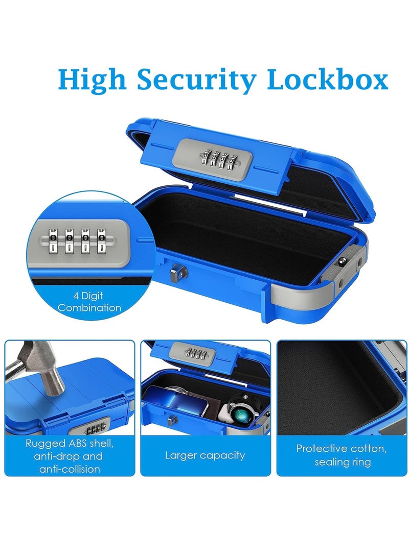 Portable Safe Box, Combination Security Case LockBox with Code, Waterproof Anti-Theft Safe Lockbox, with Removable Chain, Portable Lock Box for Car Dorm Beach Hotel Personal Items Safe