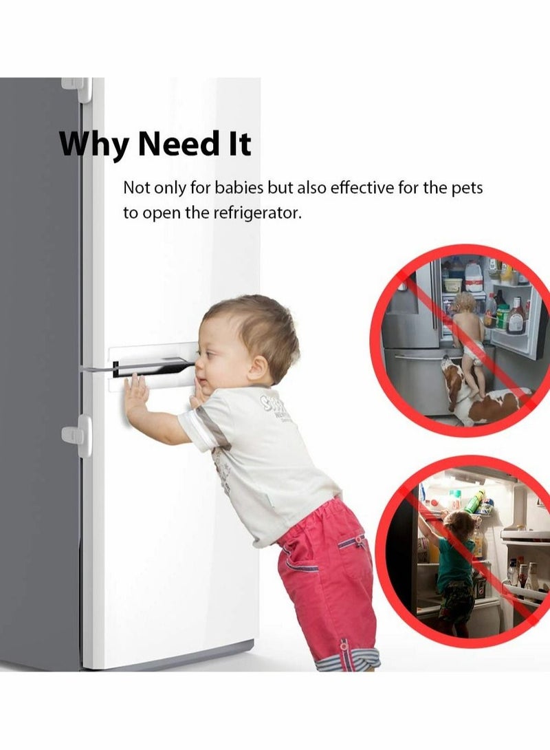 2 PCS Home Fridge Freezer Door Lock Latch Catch Toddler Kids Child Refrigerator Cabinet Locks Baby Safety Child Lock Easy to Install and Use 3M Adhesive no Tools Need or Drill White