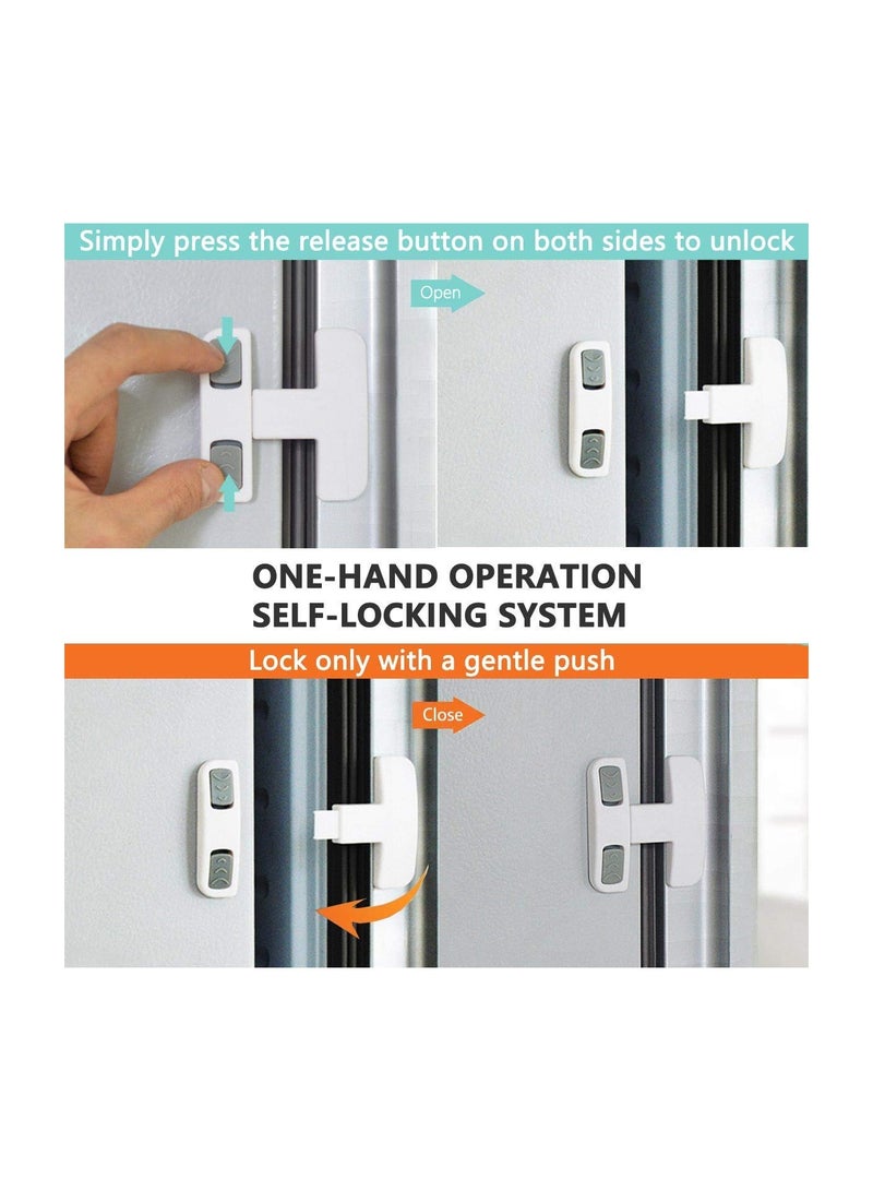 Fridge Freezer Door Lock, 2 Pack Toddler Kids Child Fridge Locks, Baby Safety Child Lock, Easy to Install and No Tools Need or Drill, for Most Fridges or Cabinet (with 4 Extra Adhesive)