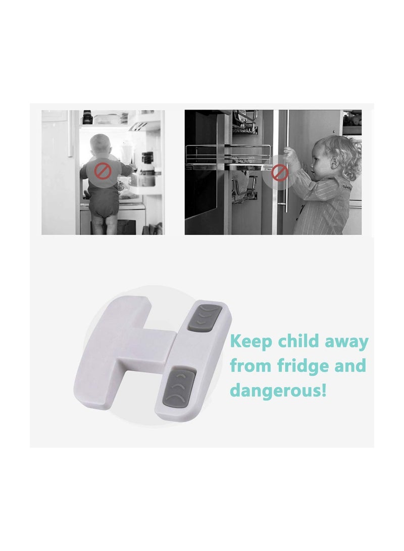 Fridge Freezer Door Lock, 2 Pack Toddler Kids Child Fridge Locks, Baby Safety Child Lock, Easy to Install and No Tools Need or Drill, for Most Fridges or Cabinet (with 4 Extra Adhesive)