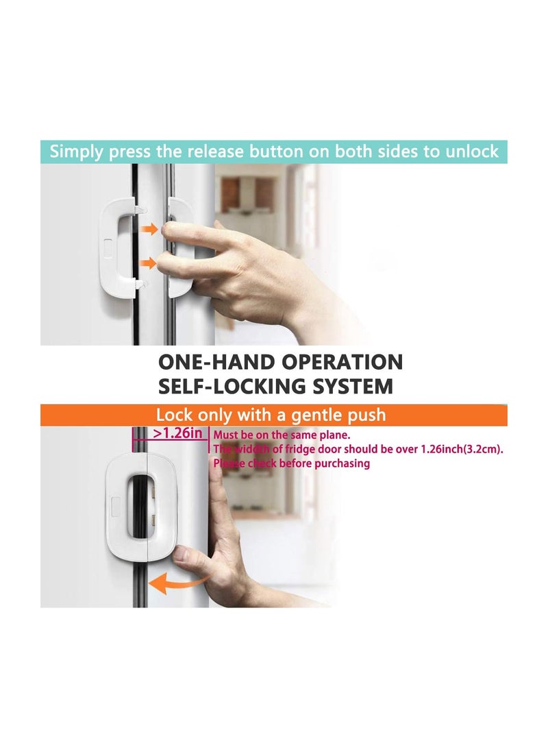 Fridge Freezer Door Lock, 2 Pack Upgrade Home Refrigerator Latch Catch, Toddler Child Baby Safety Lock Easy To Install and Use 3m Vhb Adhesive No Tools Need or Drill, for Most Fridges In The Market