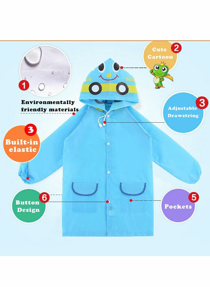 Children's raincoats, Cartoon Kids Rain Jacket, Boys Girls Hooded Rain Poncho Outdoors Kids Transparent Raincoat Student Rain Suit Waterproof Durable Windbreaker