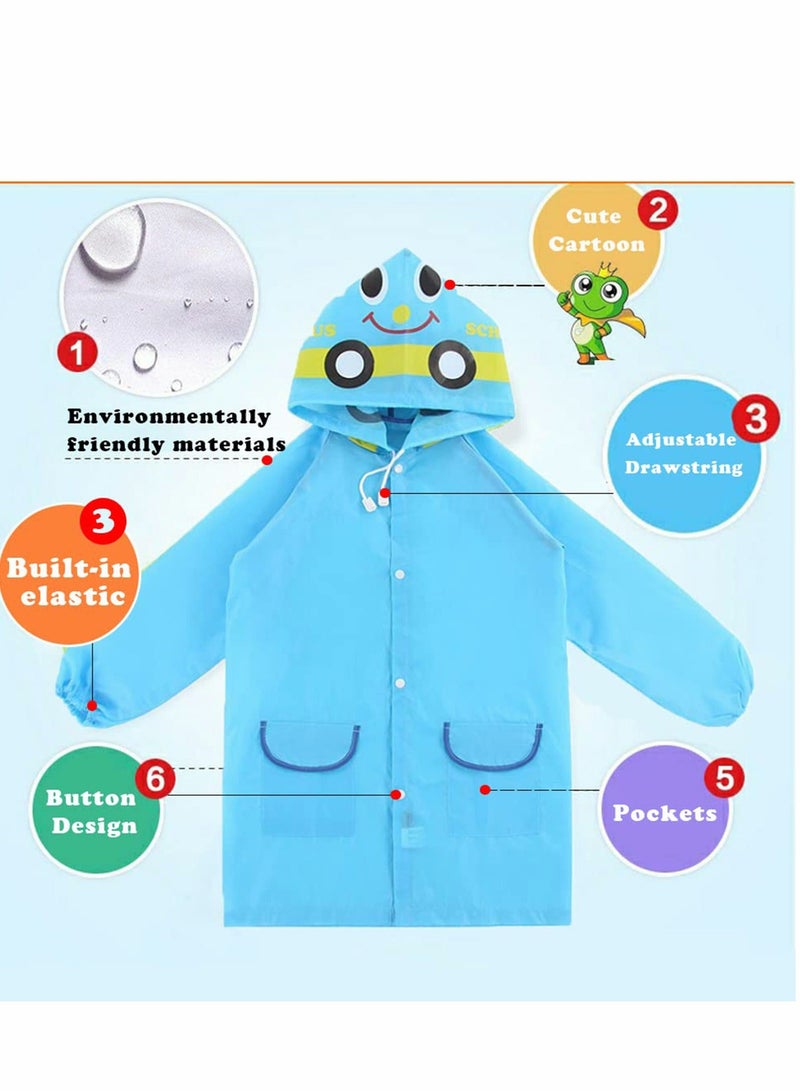 Children's raincoats, Cartoon Kids Rain Jacket, Boys Girls Hooded Rain Poncho Outdoors Kids Transparent Raincoat Student Rain Suit Waterproof Durable Windbreaker