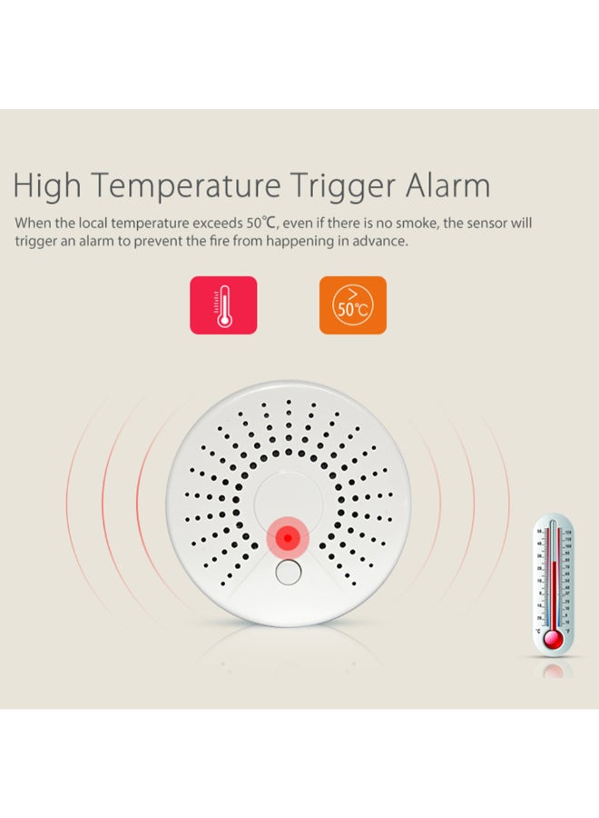 Smart Smoke Temperature Sensor Alarm White