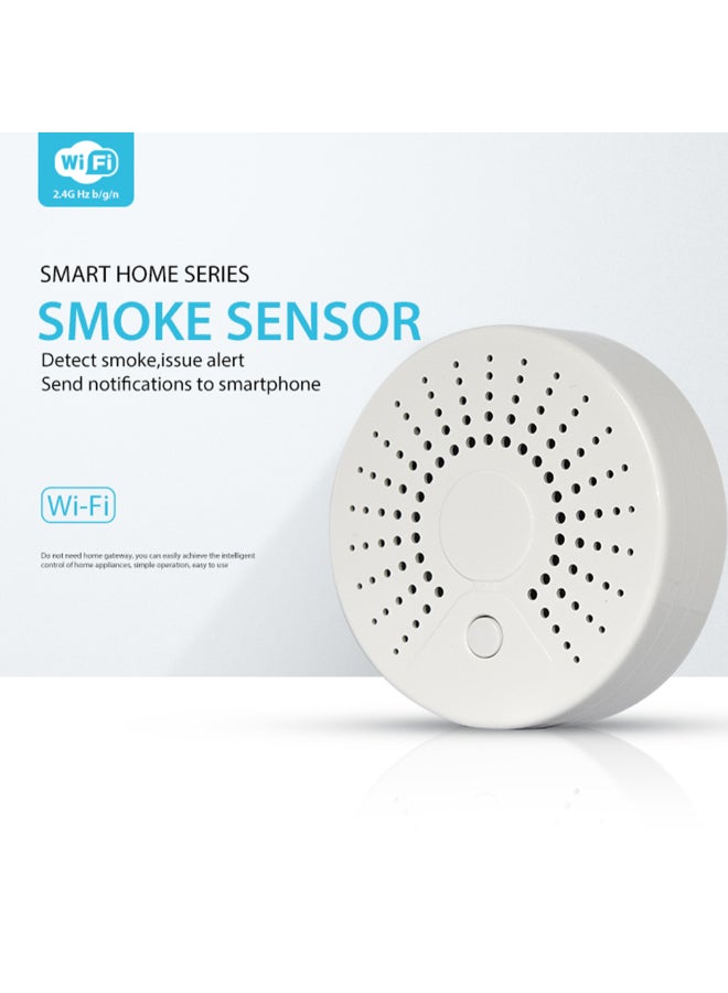 Smart Smoke Temperature Sensor Alarm White