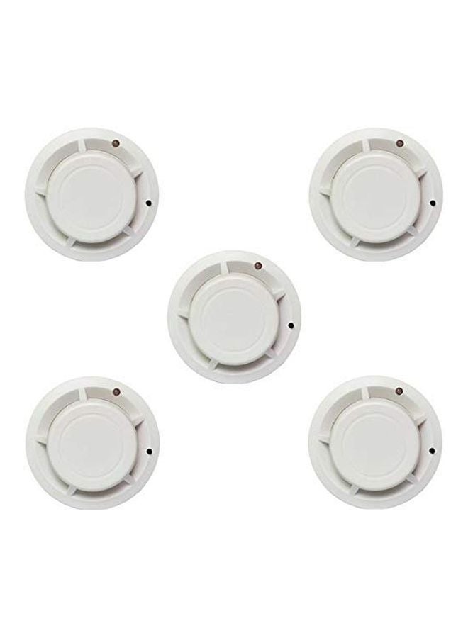 5-Piece Wireless Smoke Detector Fire Alarm White