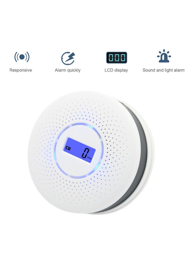 Carbon Dioxide Detector and Alarm with PPM Temperature Humidity White